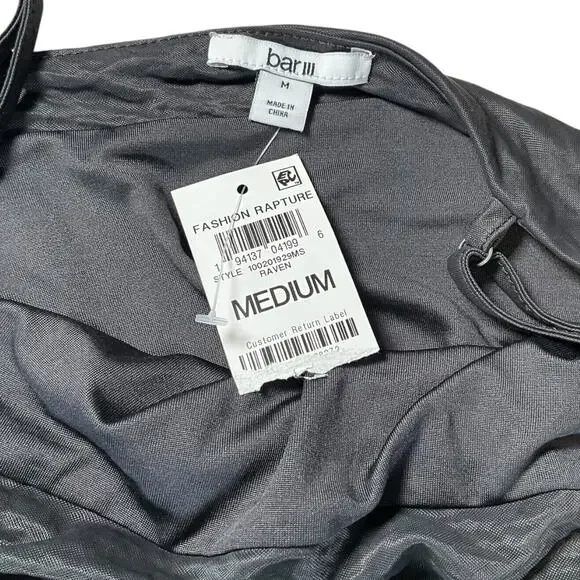 Y2K Evening Bar III Gray Cowl Neck Slip Dress Medium NWT Satin Minimalist Maxi - Picture 9 of 11